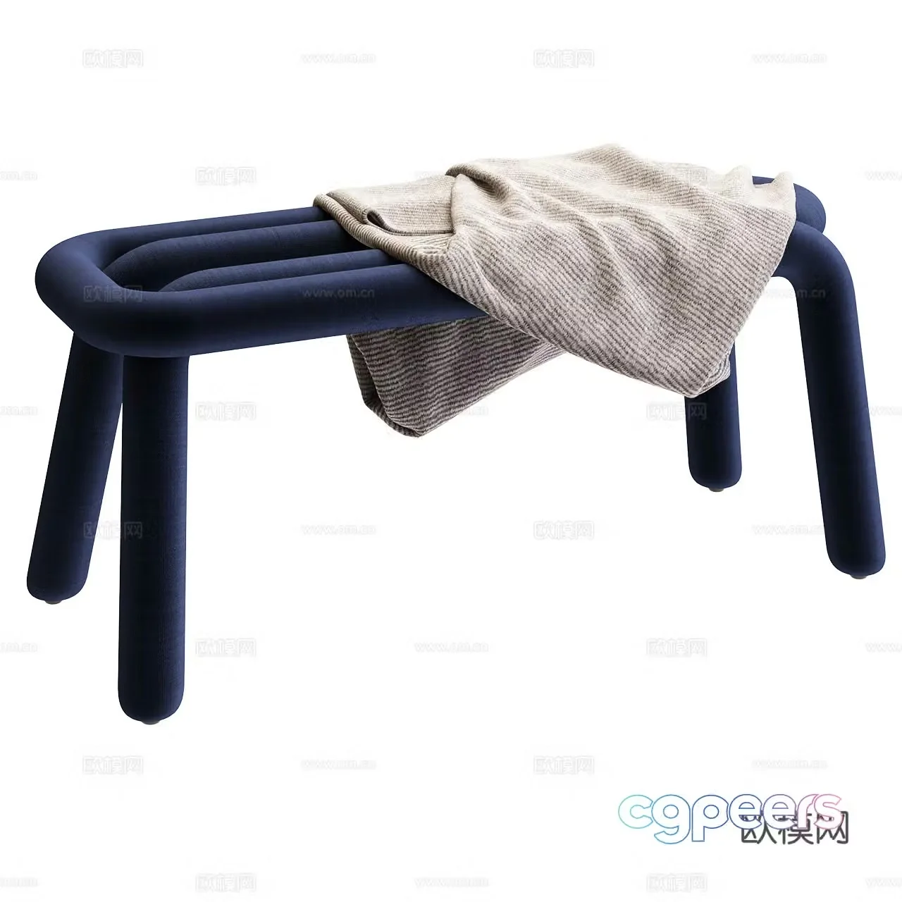 Moustache modern bench minimalist bench fabric bench sofa stool 3d model