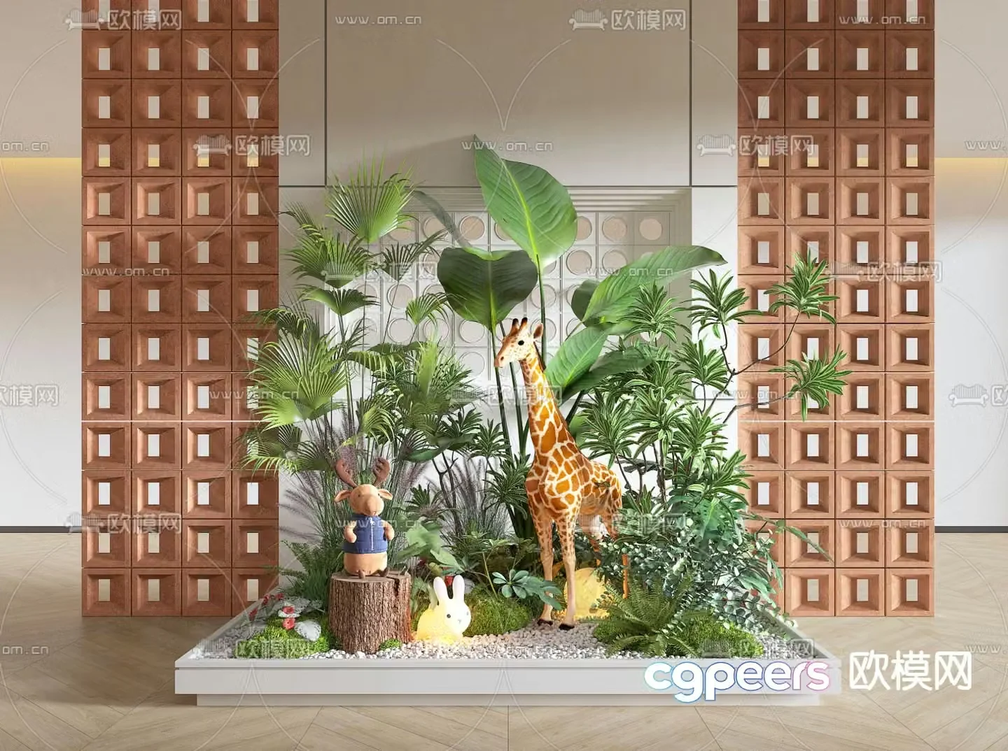 Indoor landscaping plant pile 3d model