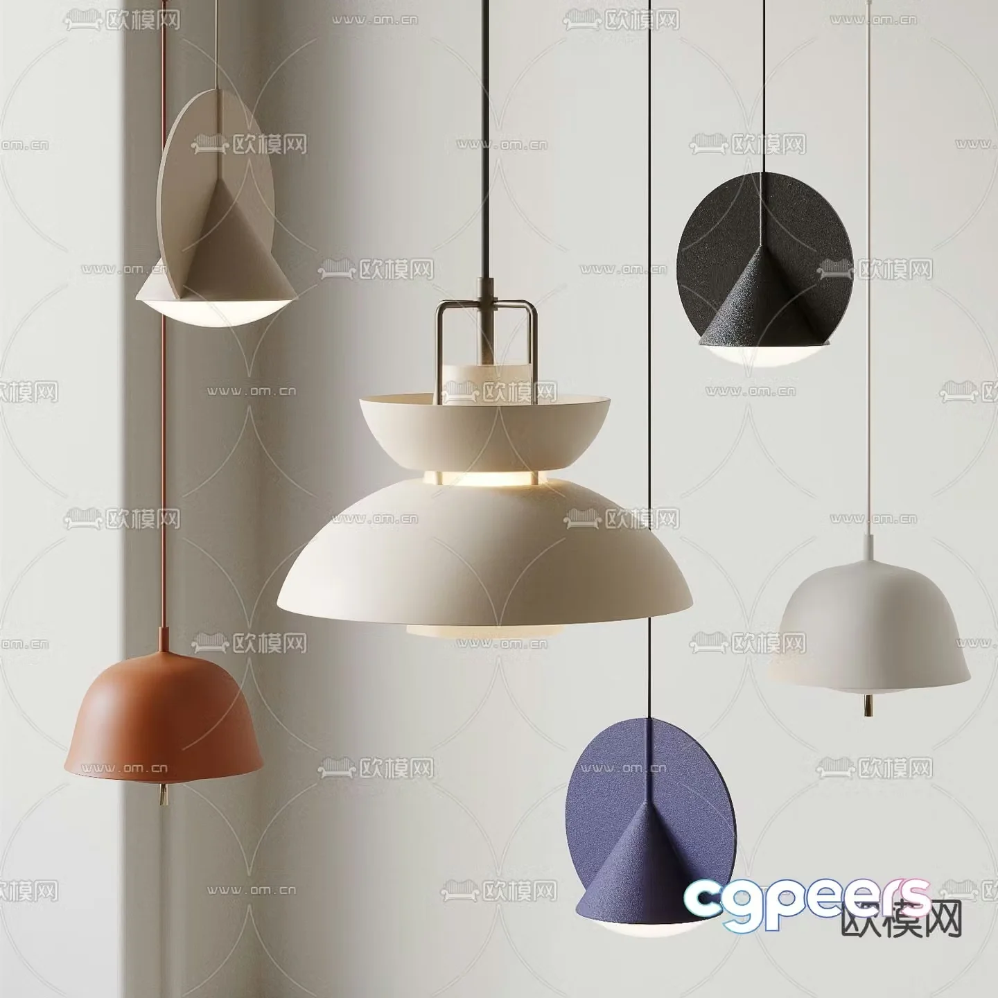 Cream style chandelier flying saucer lamp 3d model