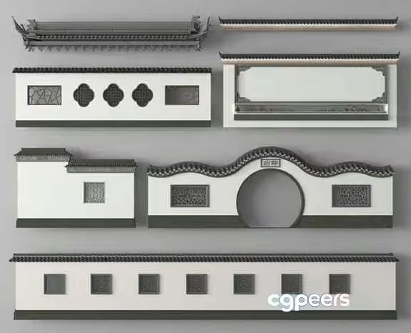Asian Architectural Elements 3D Model – 12116 – VRAY Render