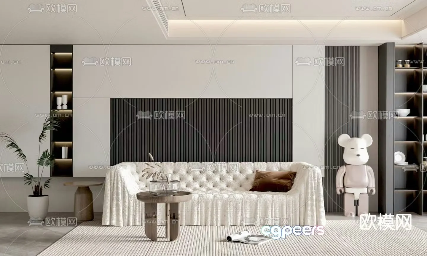 Double sofa upholstered sofa 3d model