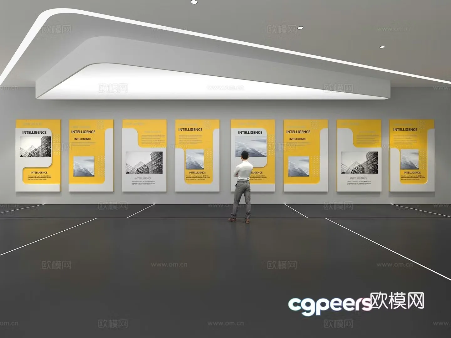 Cultural wall Corporate culture wall Education Theme wall Exhibition hall Campus culture Corridor 3D model