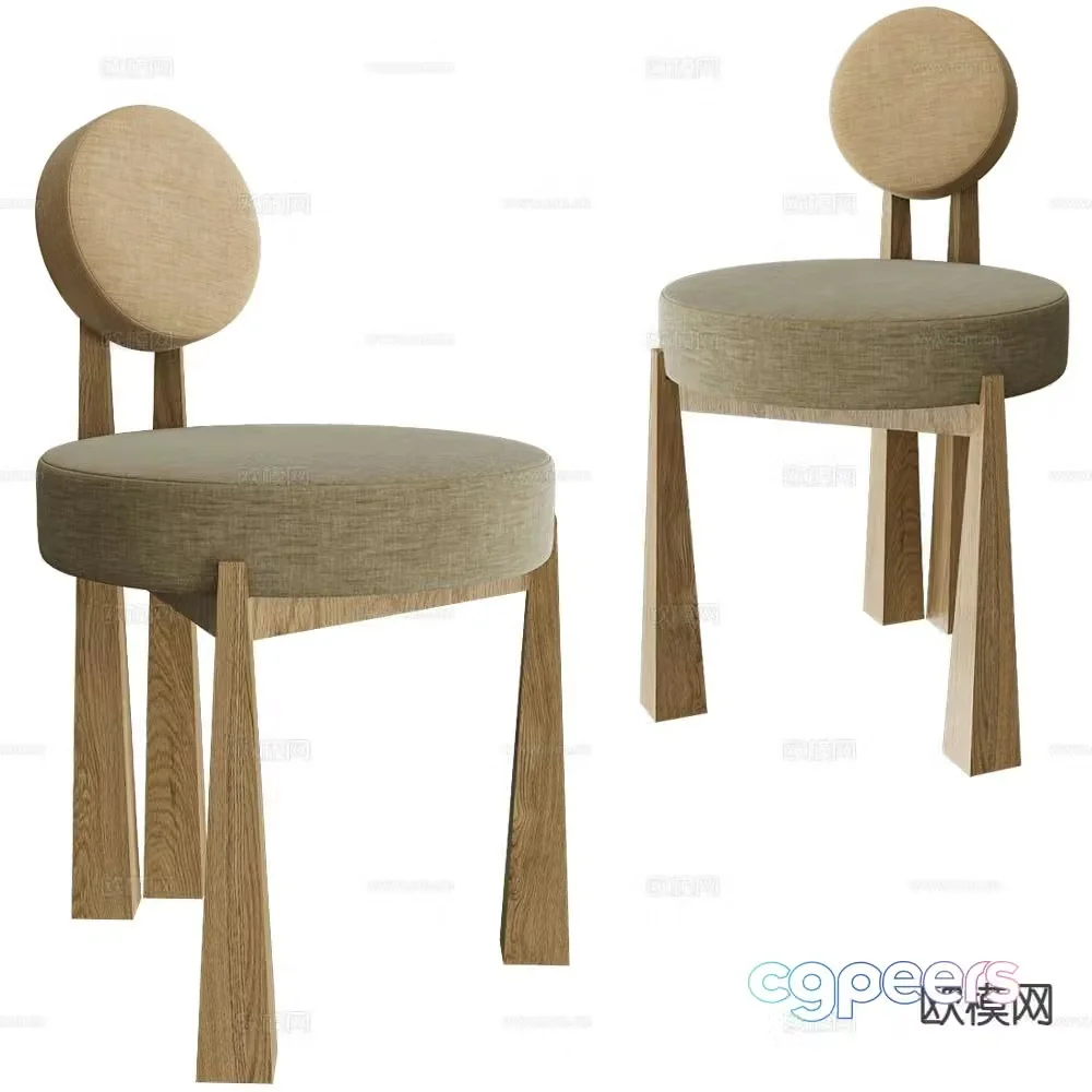 Modernature log style chair dining chair 3d model