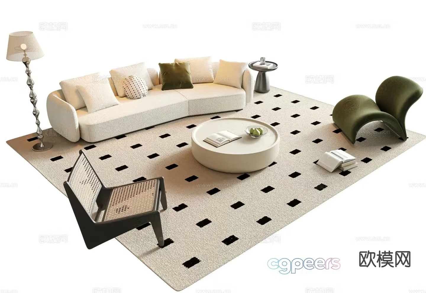 Cream style sofa modular sofa 3d model