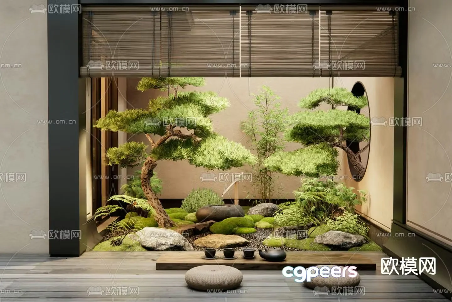 New Chinese style courtyard landscape plant pile 3D model