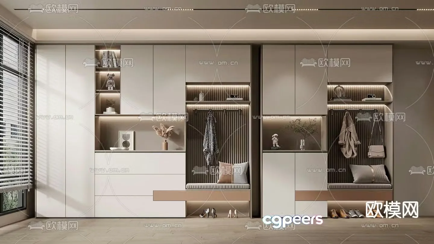 Modern entrance shoe cabinet 3d model
