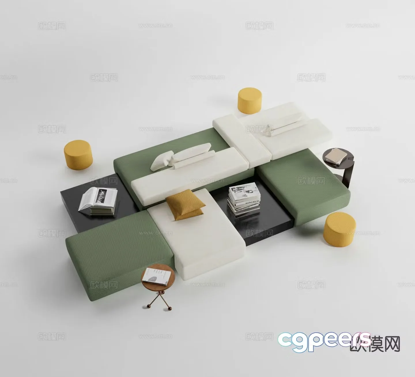 Modern office sofa double sided sofa 3d model