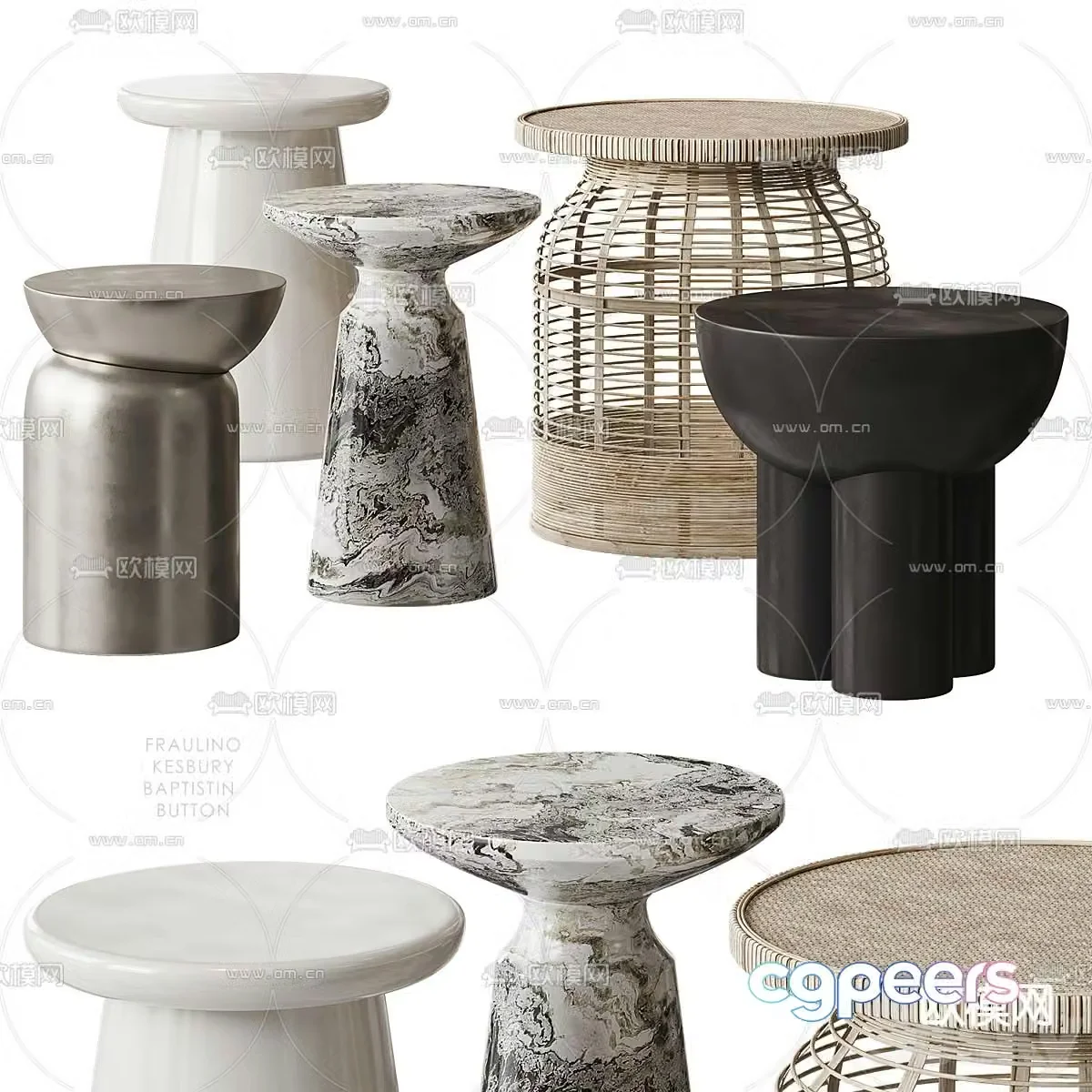 Simple coffee table corner table round table 3D model