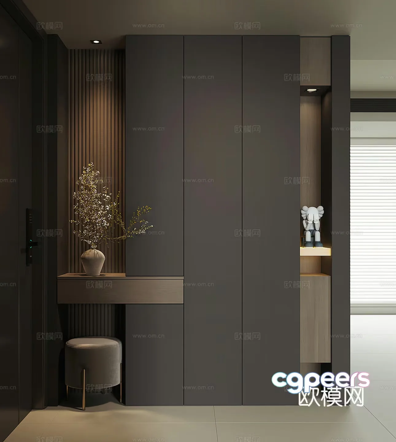 Modern Grey Cabinet 3D Model – 412 – VRAY Render