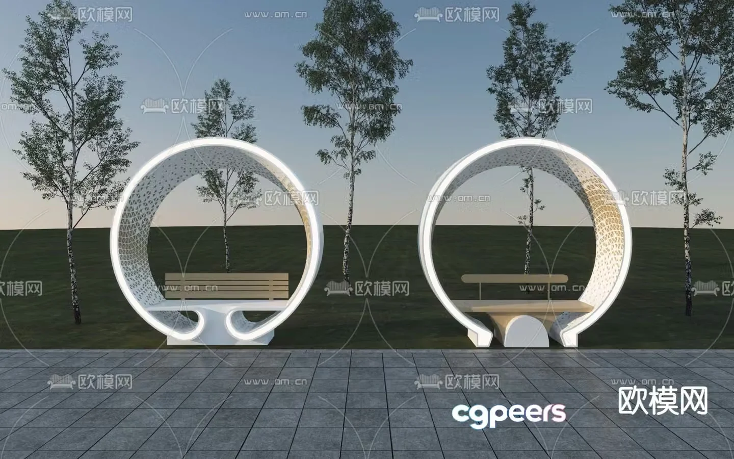 Outdoor chair park chair landscape seat public seat 3d model