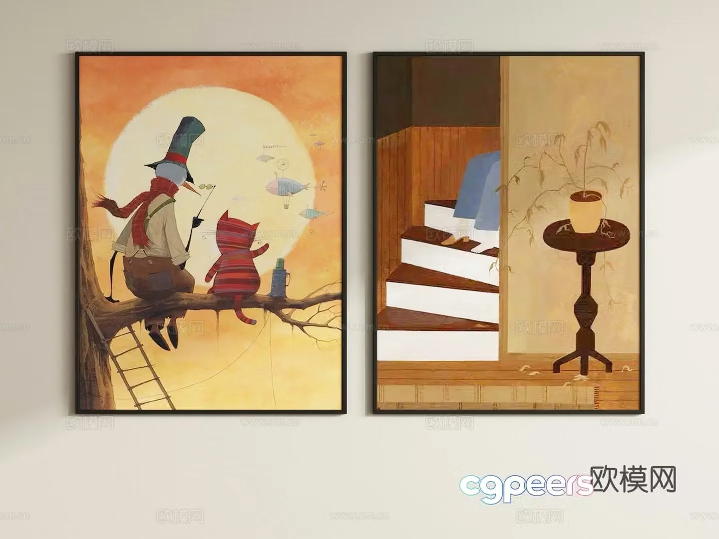 French cartoon hanging paintings children’s decorative paintings hanging paintings 3d model