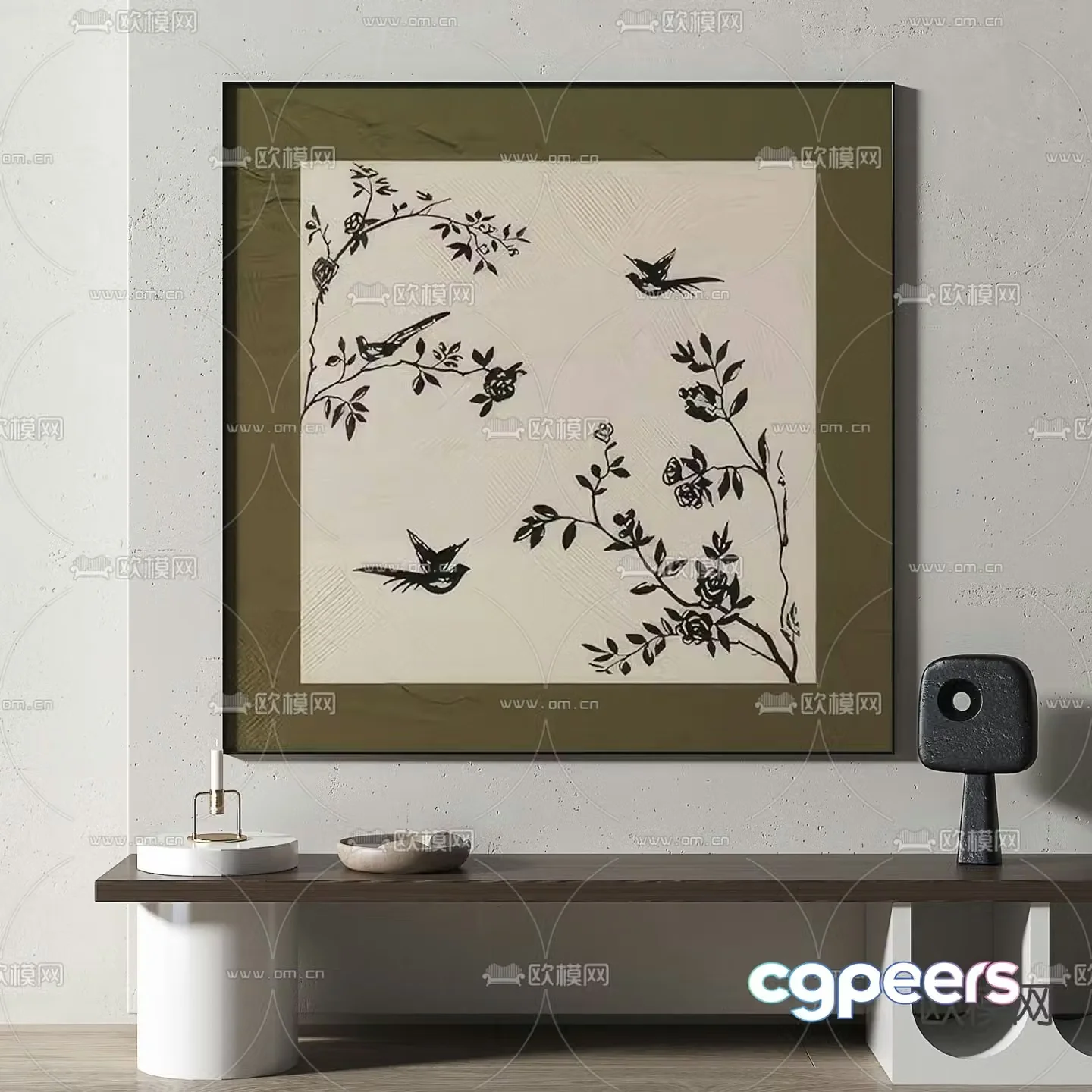 Middle-aged style hanging paintings decorative paintings 3D model