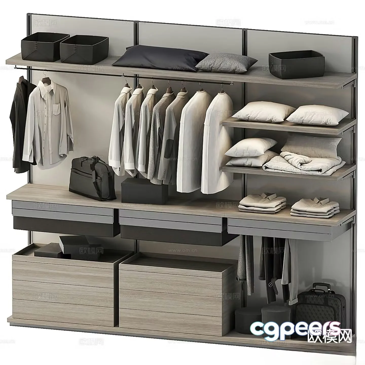 Modern wardrobe doorless wardrobe 3d model