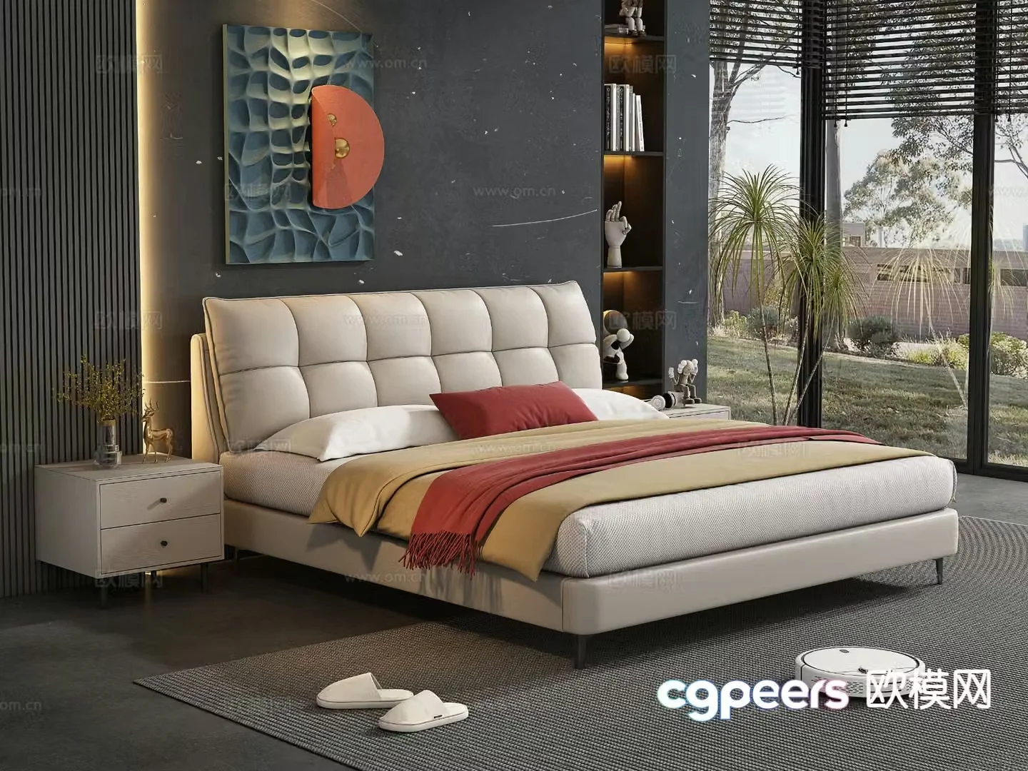 Modern double bed 3d model