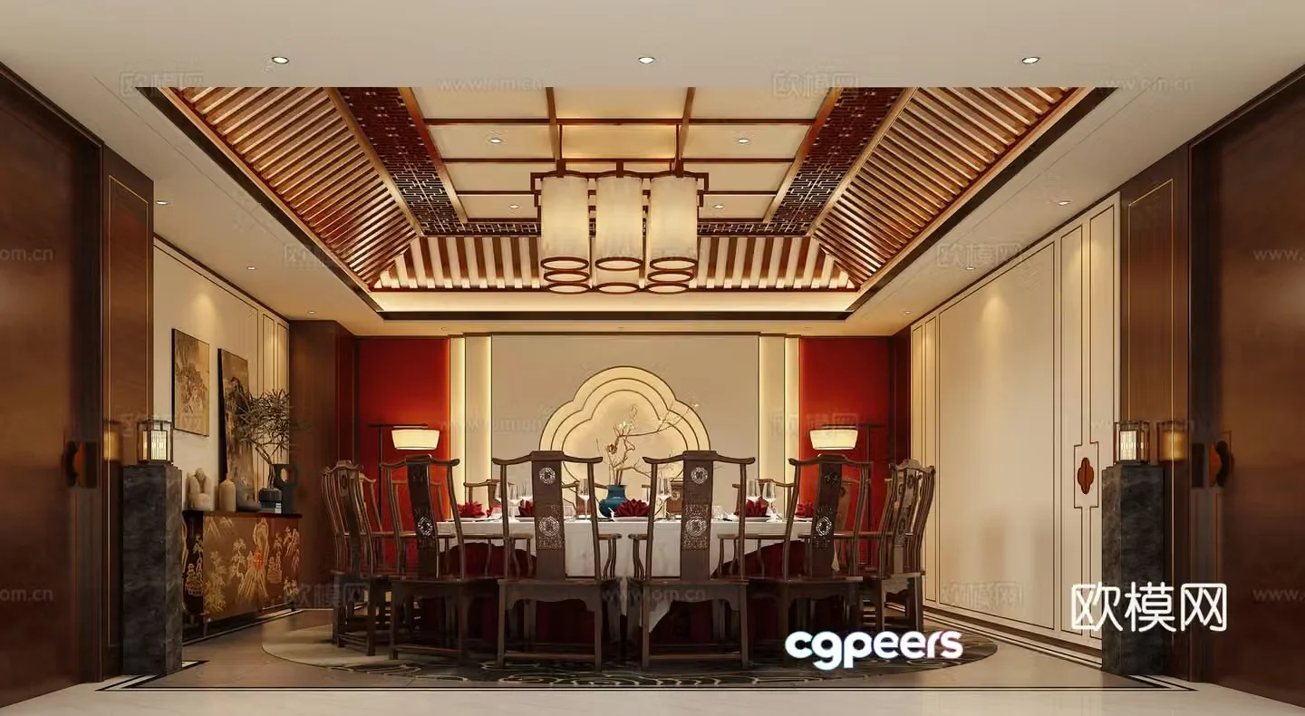 Chinese restaurant private room 3D model of restaurant private room