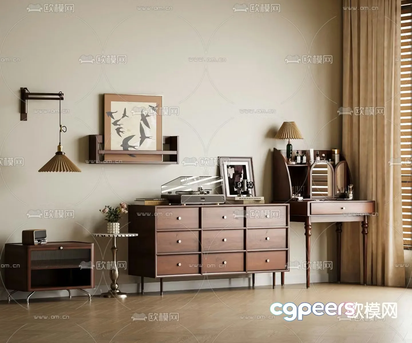 Medieval style chest of drawers 3D model