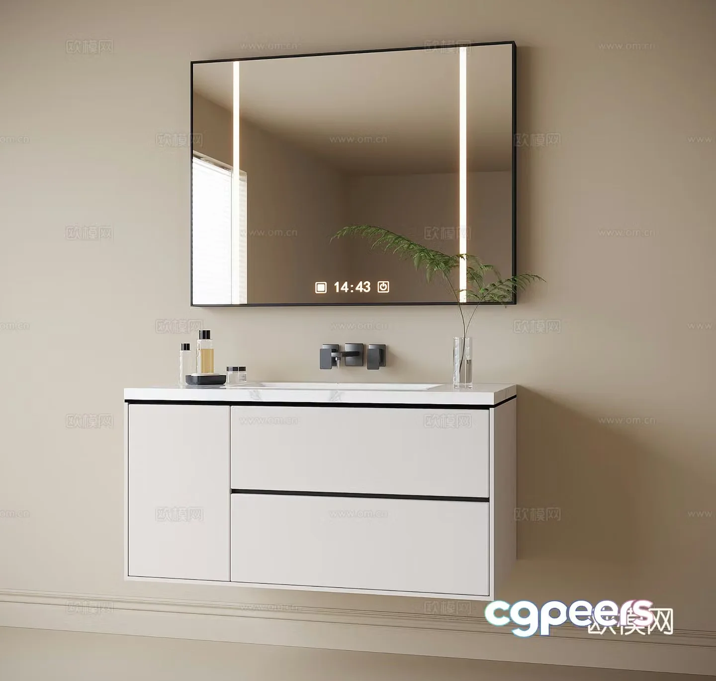 Modern bathroom cabinet bathroom cabinet bathroom cabinet mirror 3d model