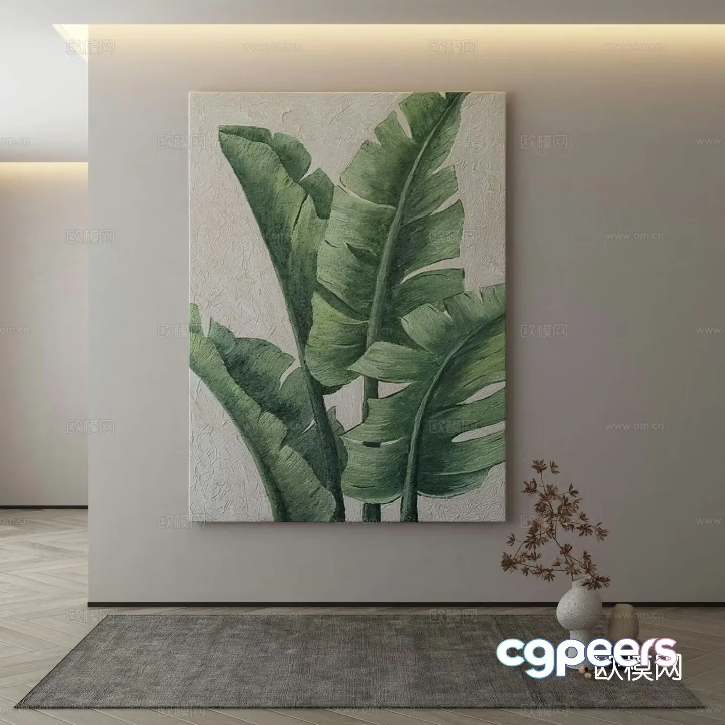 Modern decorative painting banana leaf hanging painting 3d model