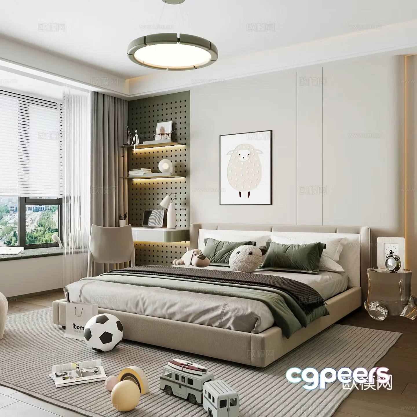 Modern children’s room boy’s room girl’s room children’s bed children’s wardrobe children’s desk 3d model