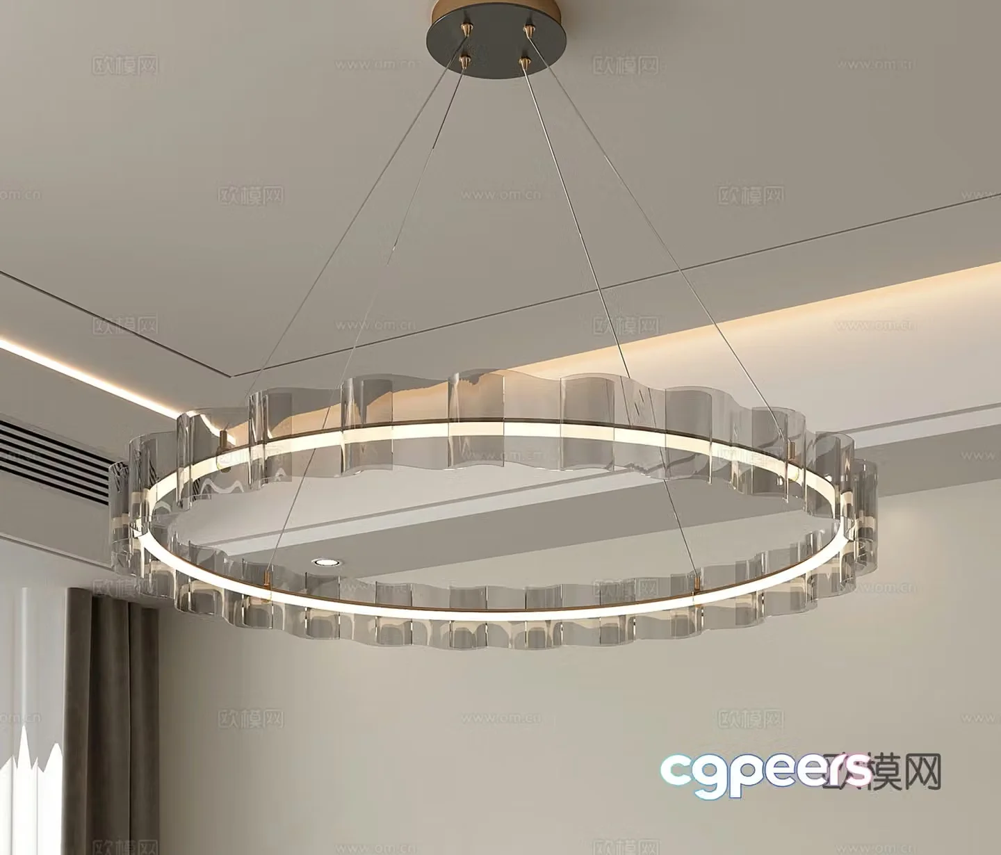 Living room ring acrylic chandelier 3d model