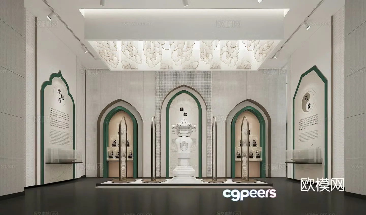 Museum Exhibition Hall Tower Sculpture Buddha 3d Model