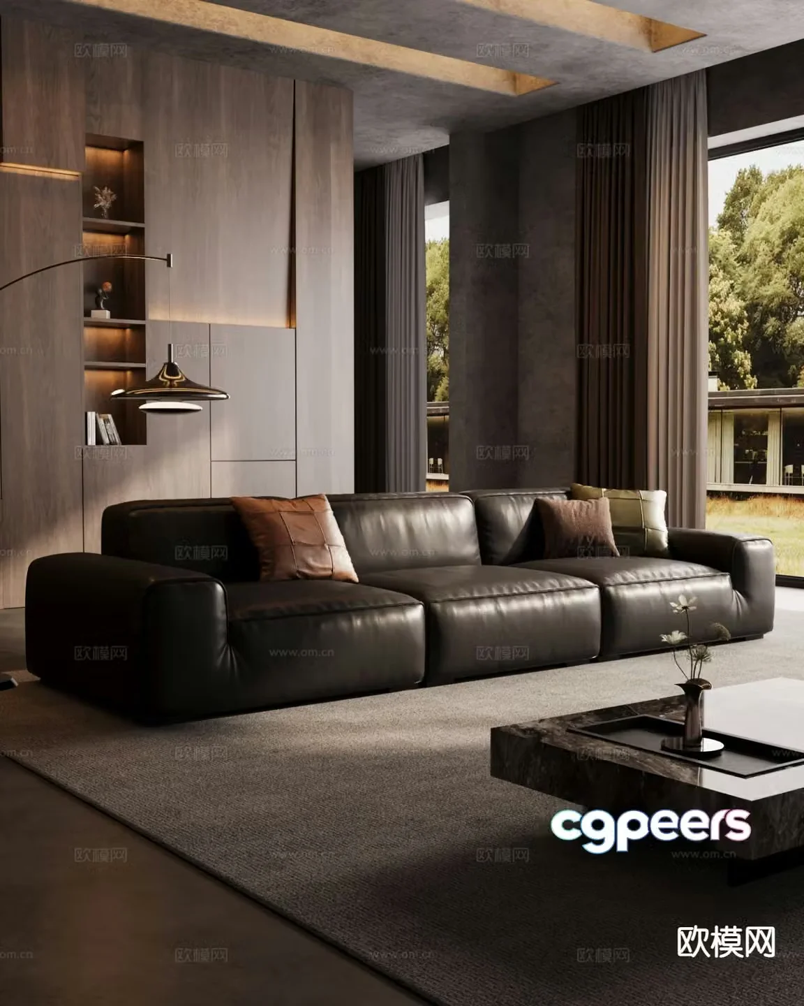 Three seater sofa leather sofa 3d model