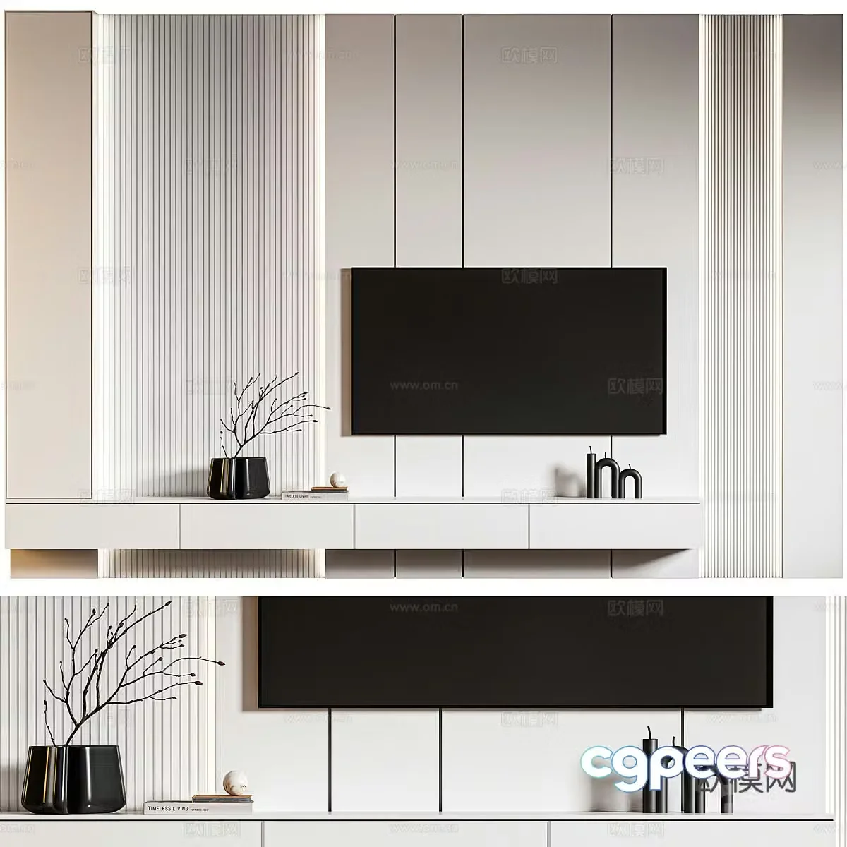 Modern TV background wall 3d model