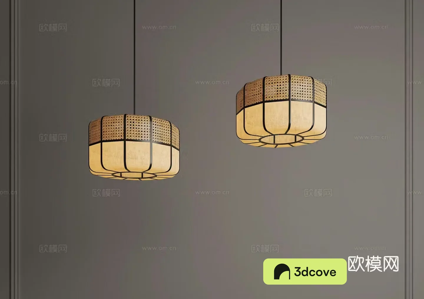 Zen chandelier Japanese chandelier Catering chandelier New Chinese chandelier Rattan chandelier Wasabi chandelier 3D model
