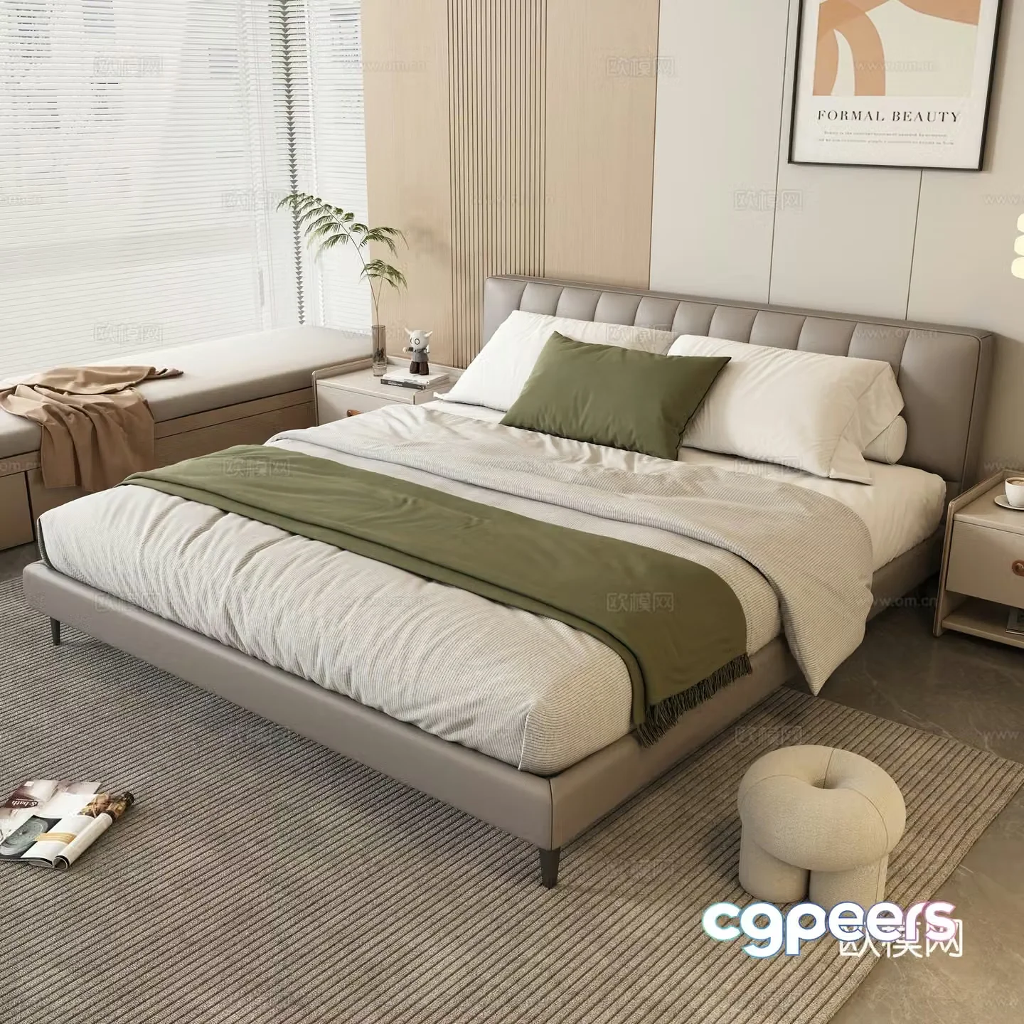 Modern double bed 3d model