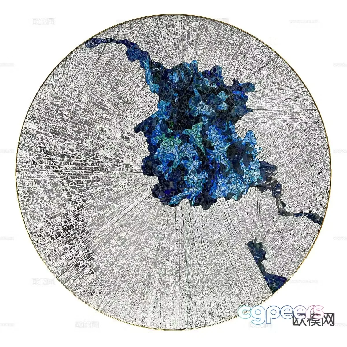 New Chinese style round wall decoration 3d model