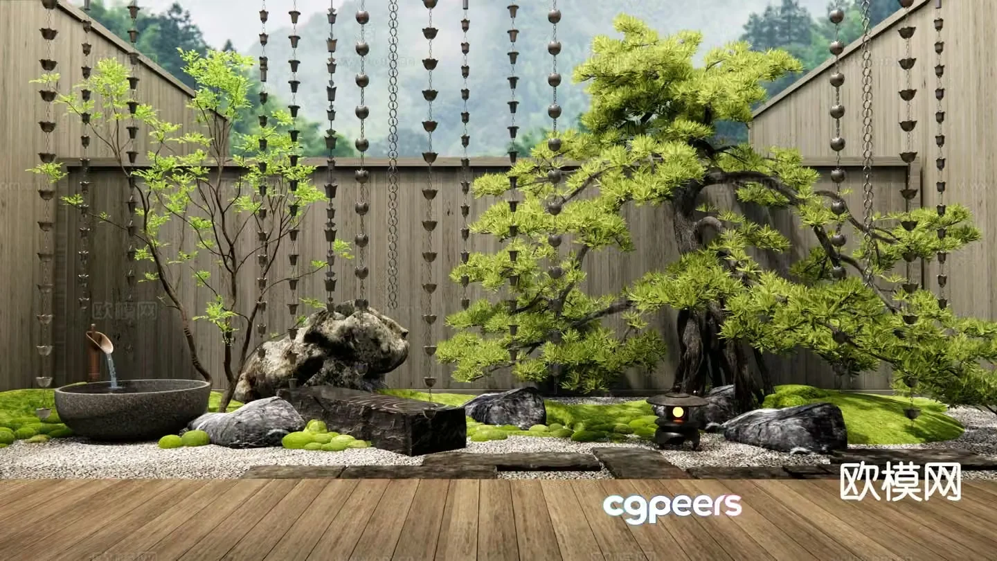 Courtyard landscape garden 3d model