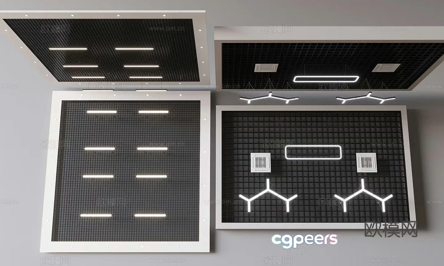 Aluminum square ceiling square aluminum grille ceiling 3D model