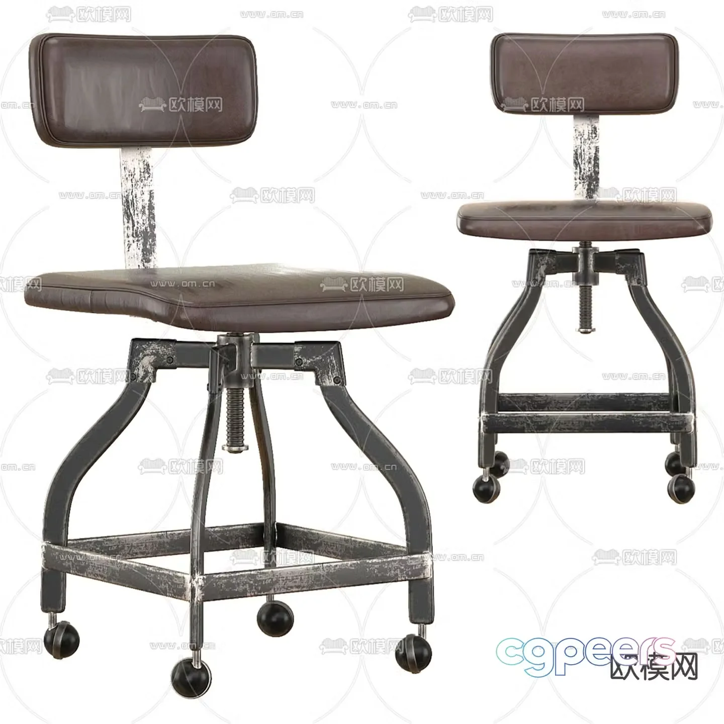 Industrial style office chair staff chair drawing chair 3d model