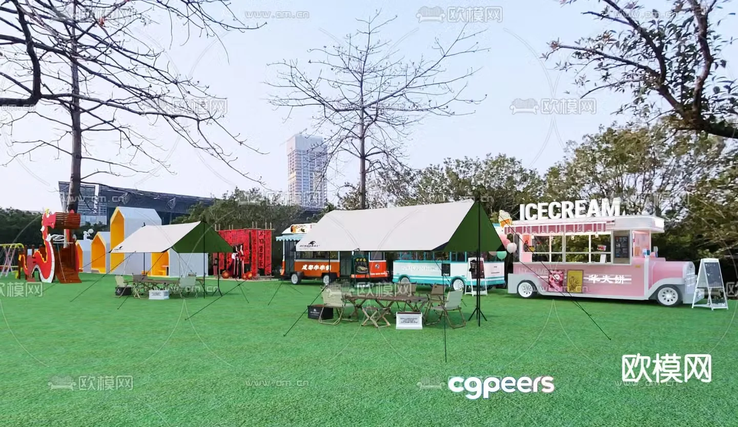 Outdoor recreation area campground 3d model