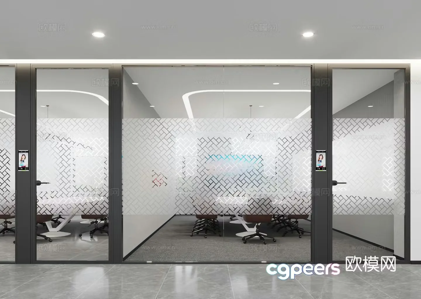 Glass partition office partition 3d model