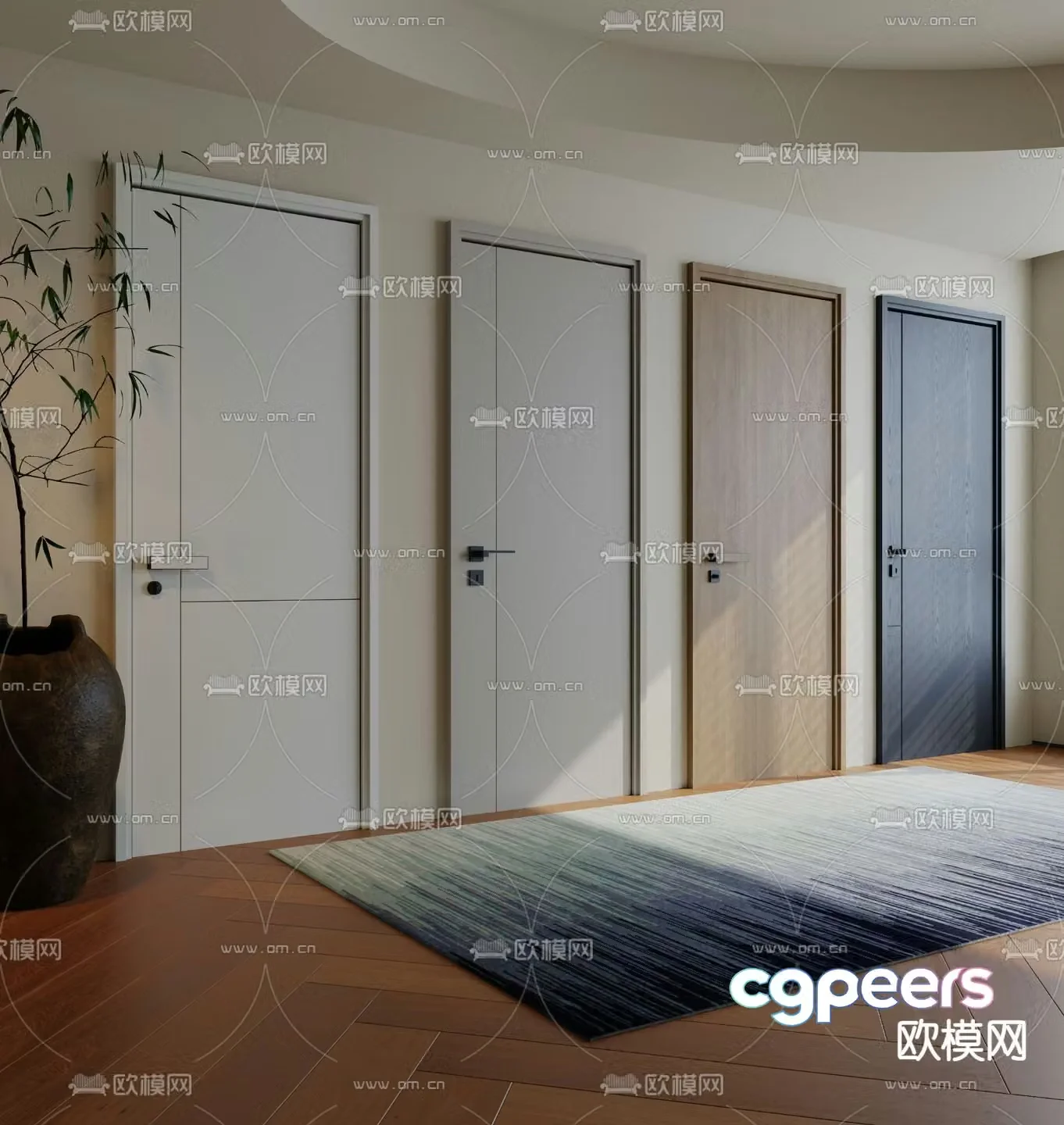 Single-open door Swing door 3D model