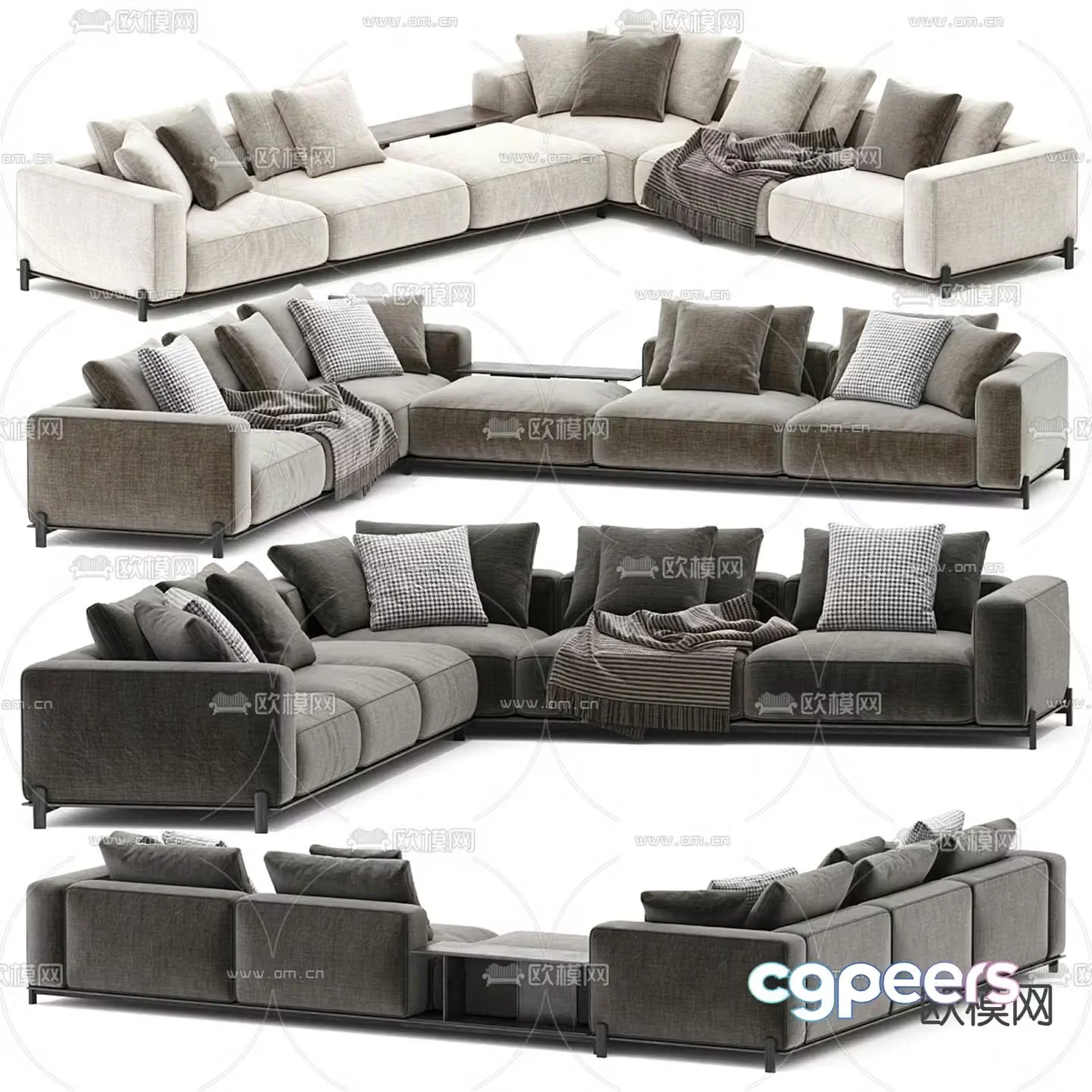 Multi-person sofa corner sofa 3d model