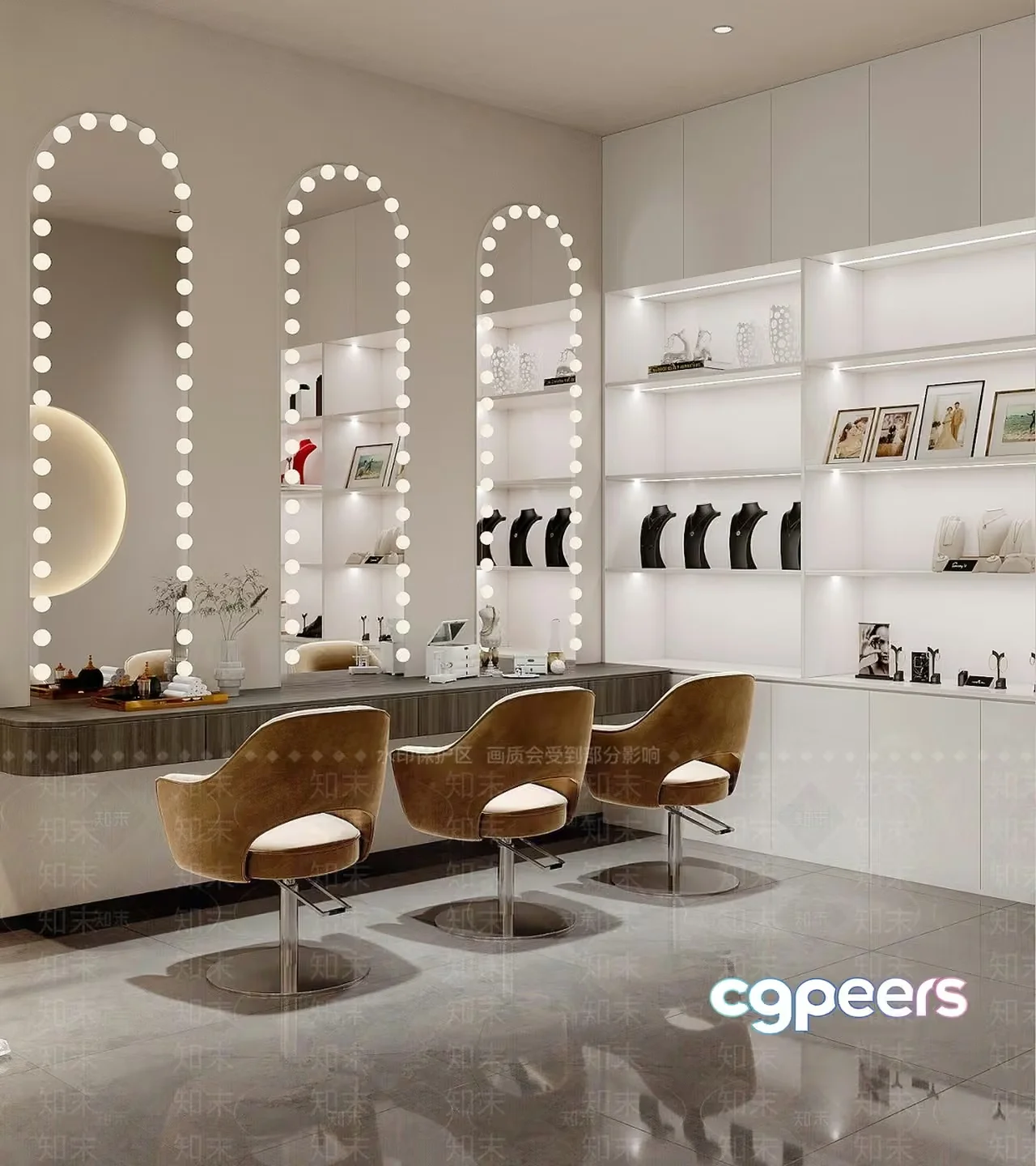 A Modern Salon 3D Model – 4573 – VRAY Render