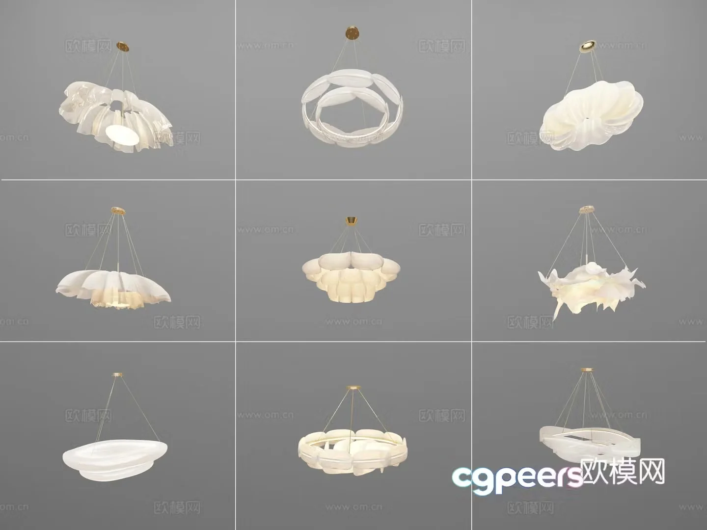 New Chinese Art Chandelier 3D Model