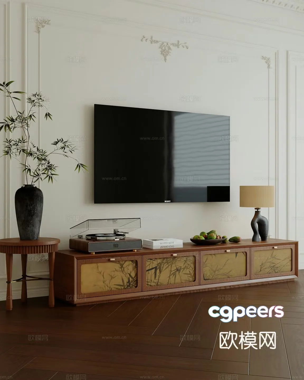 Medieval style TV cabinet 3D model