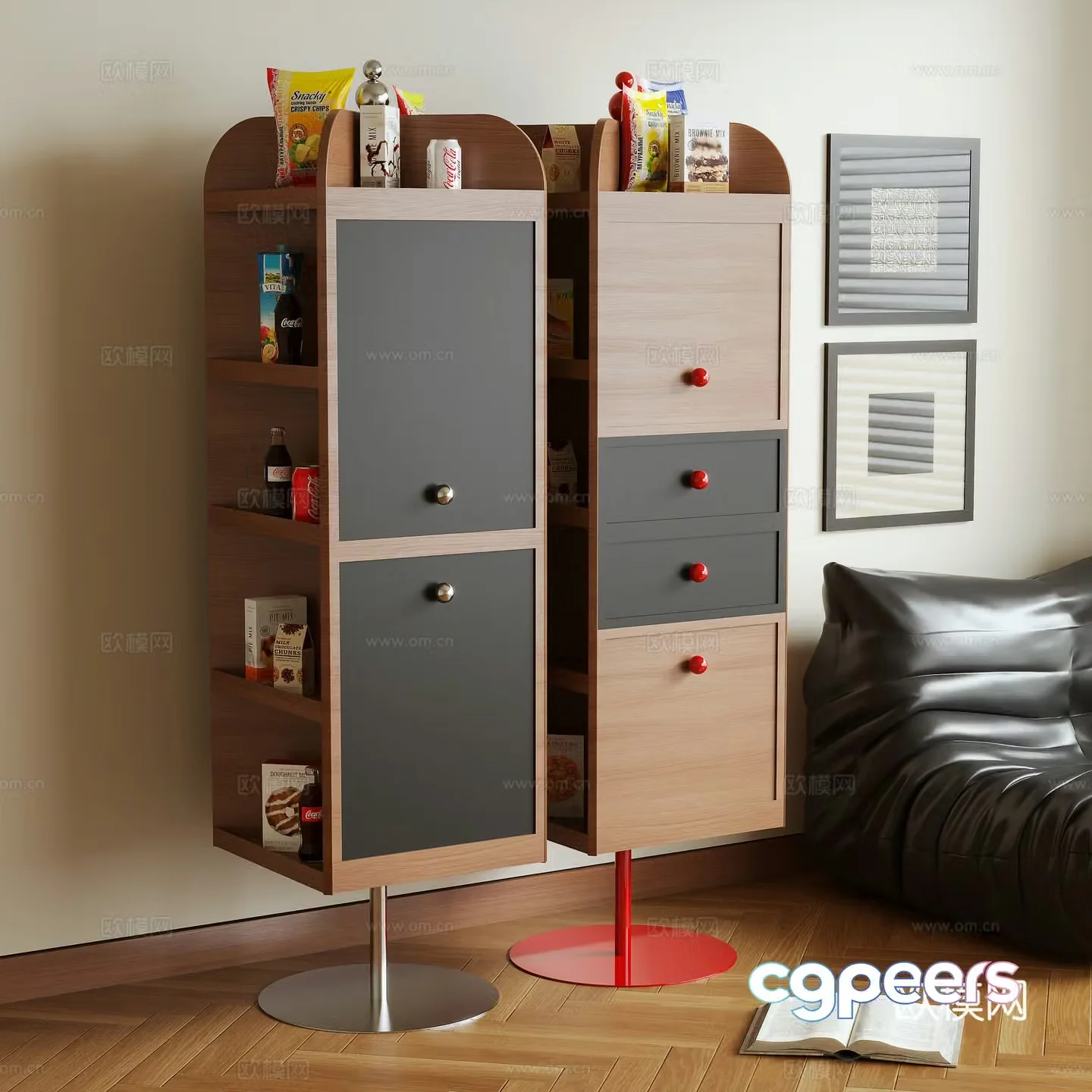Middle style storage cabinet high cabinet rotating cabinet 3d model