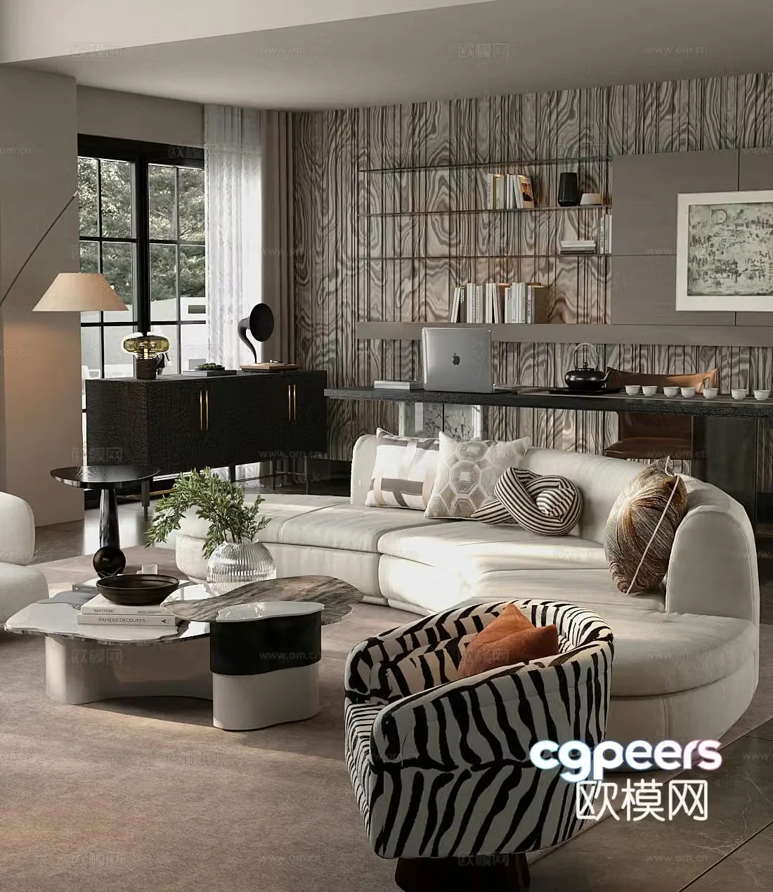 Modern home living room Haipaifeng living room sofa and coffee table combination horizontal living room black and white and gray living room 3D model