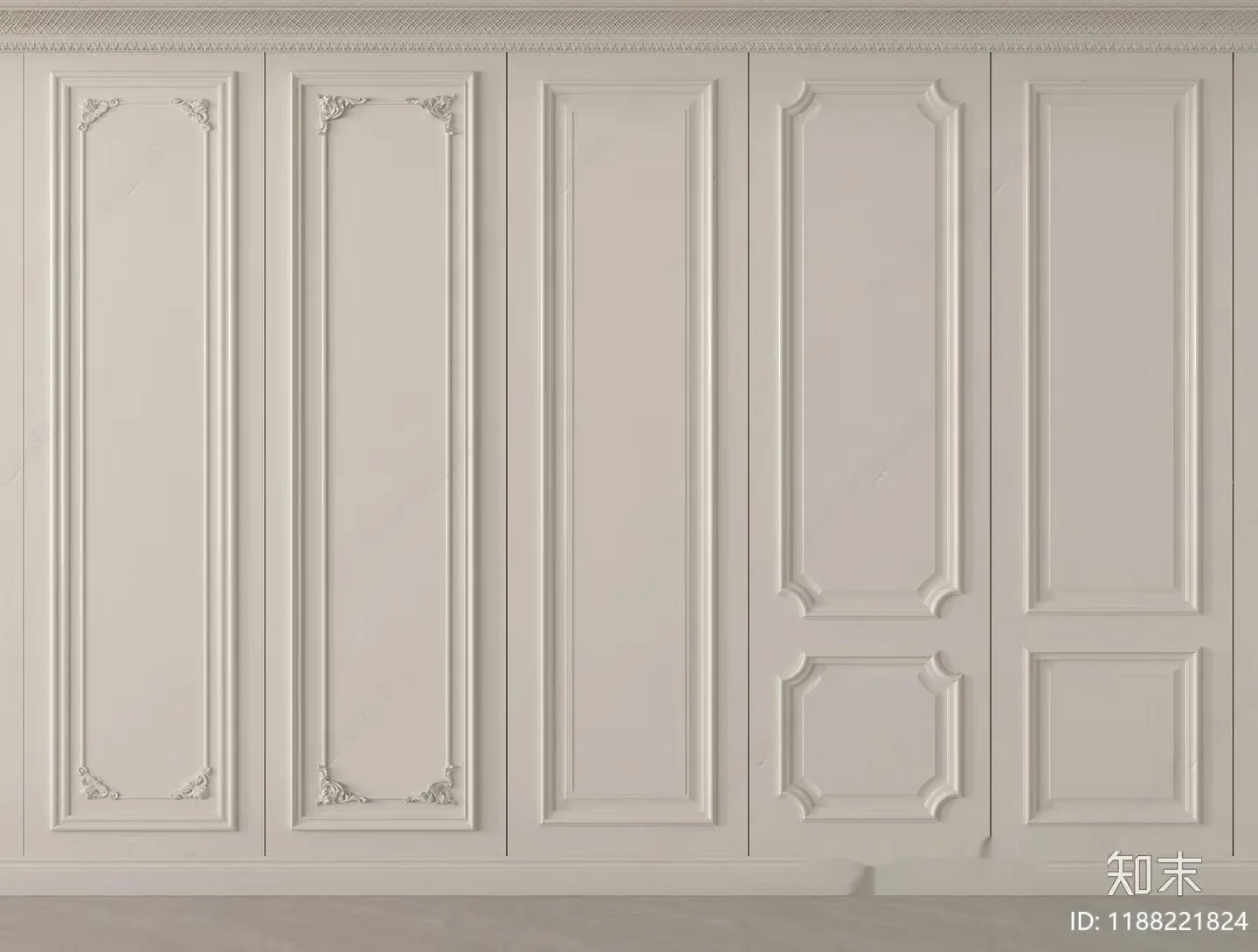 White Decorative Wall Paneling 3D Model – 13702 – VRAY Render