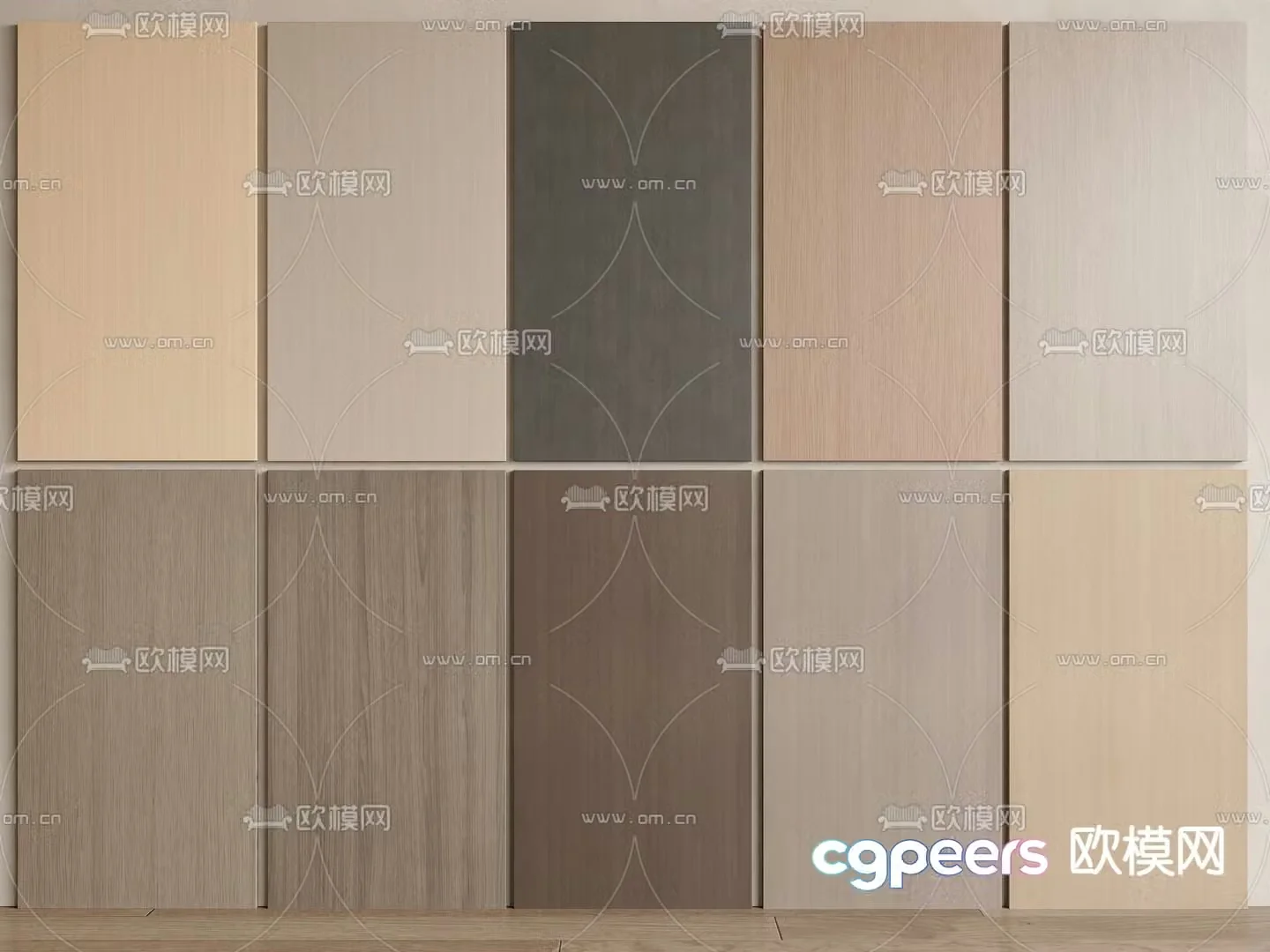 Modern wood veneer wall panel 3d model