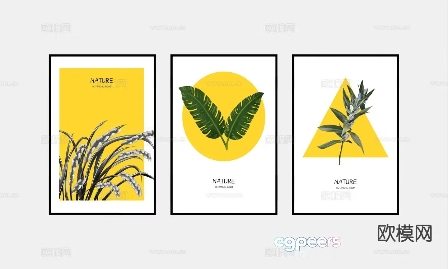 Modern minimalist painting combination painting decorative painting 3D model