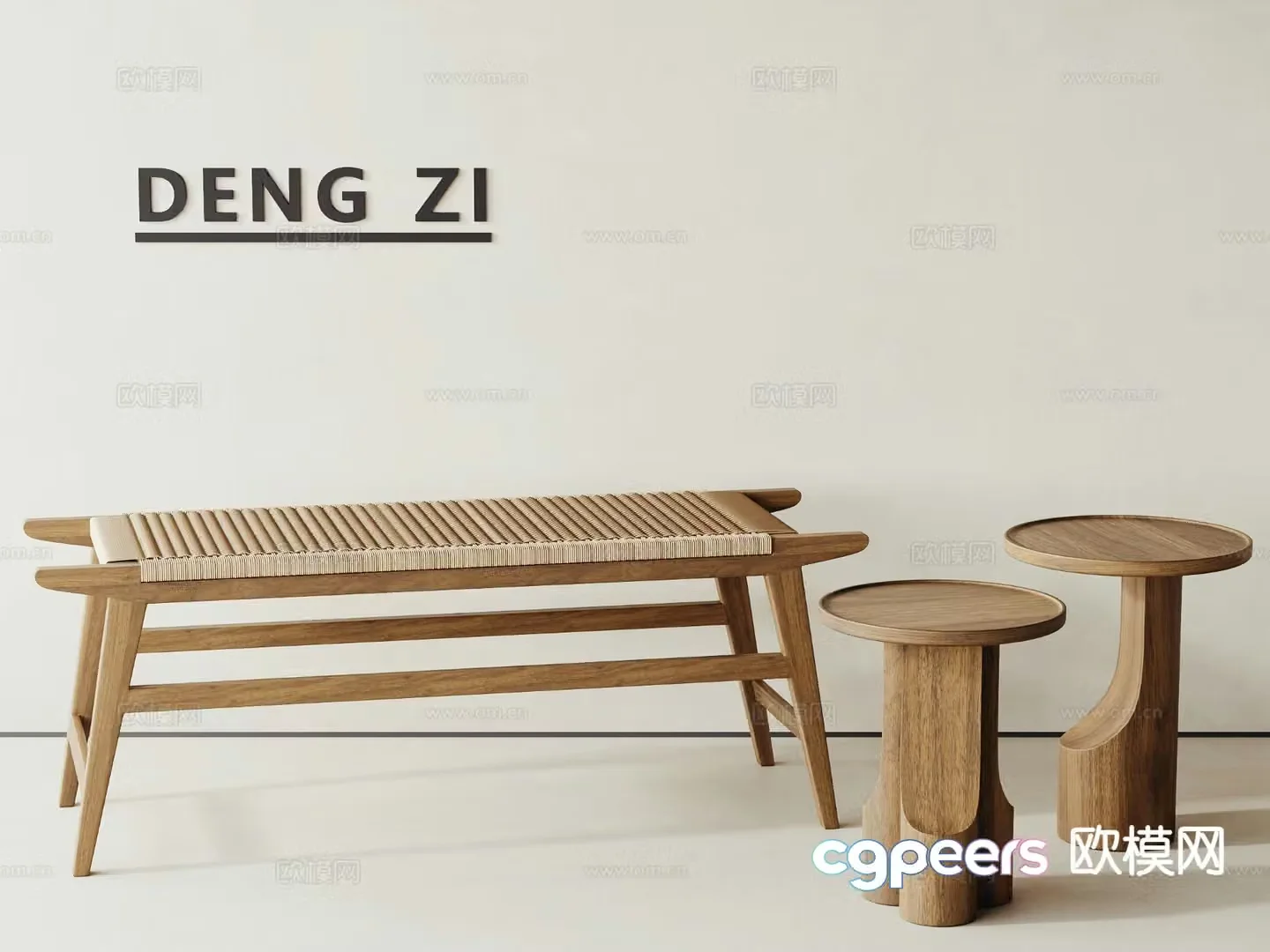 Wabi-sabi style bench 3d model