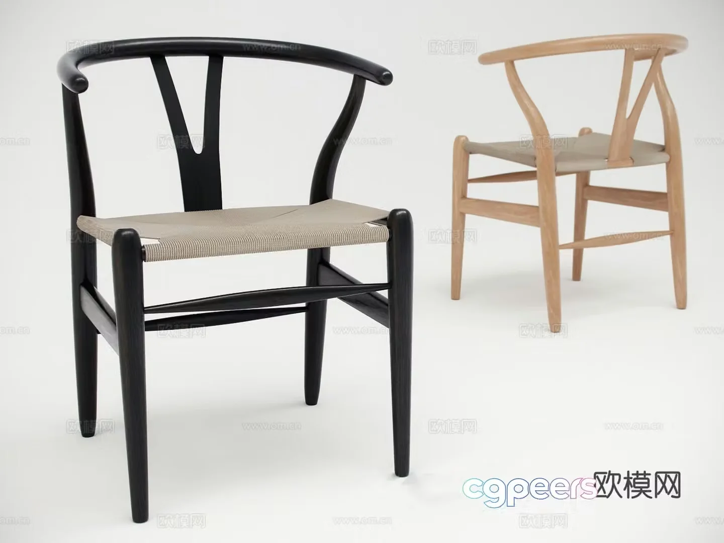 Leisure chair solid wood chair dining chair tea chair wishbone chair 3d model