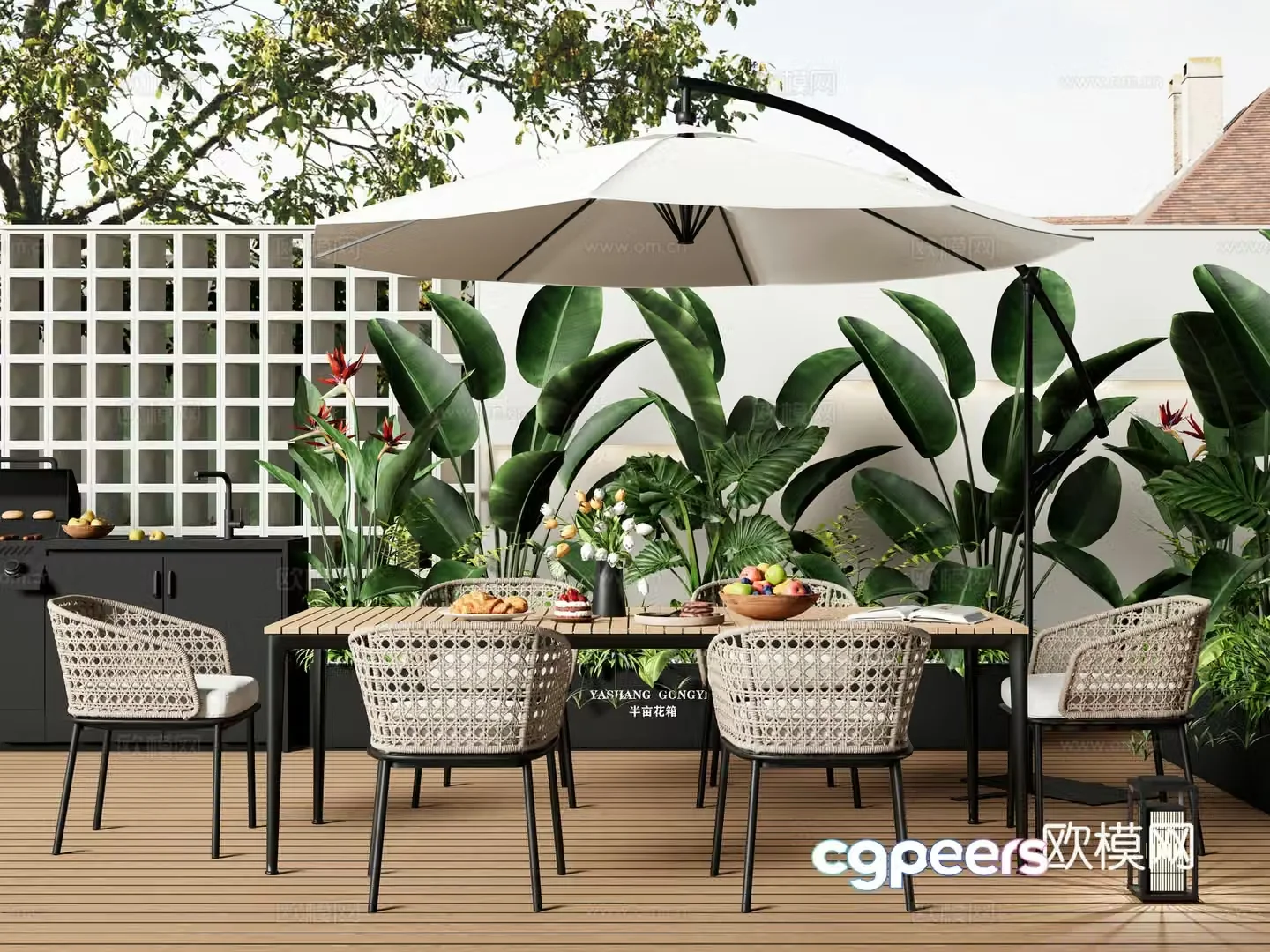 Modern outdoor table and chairs outdoor dining table and chairs 3d model