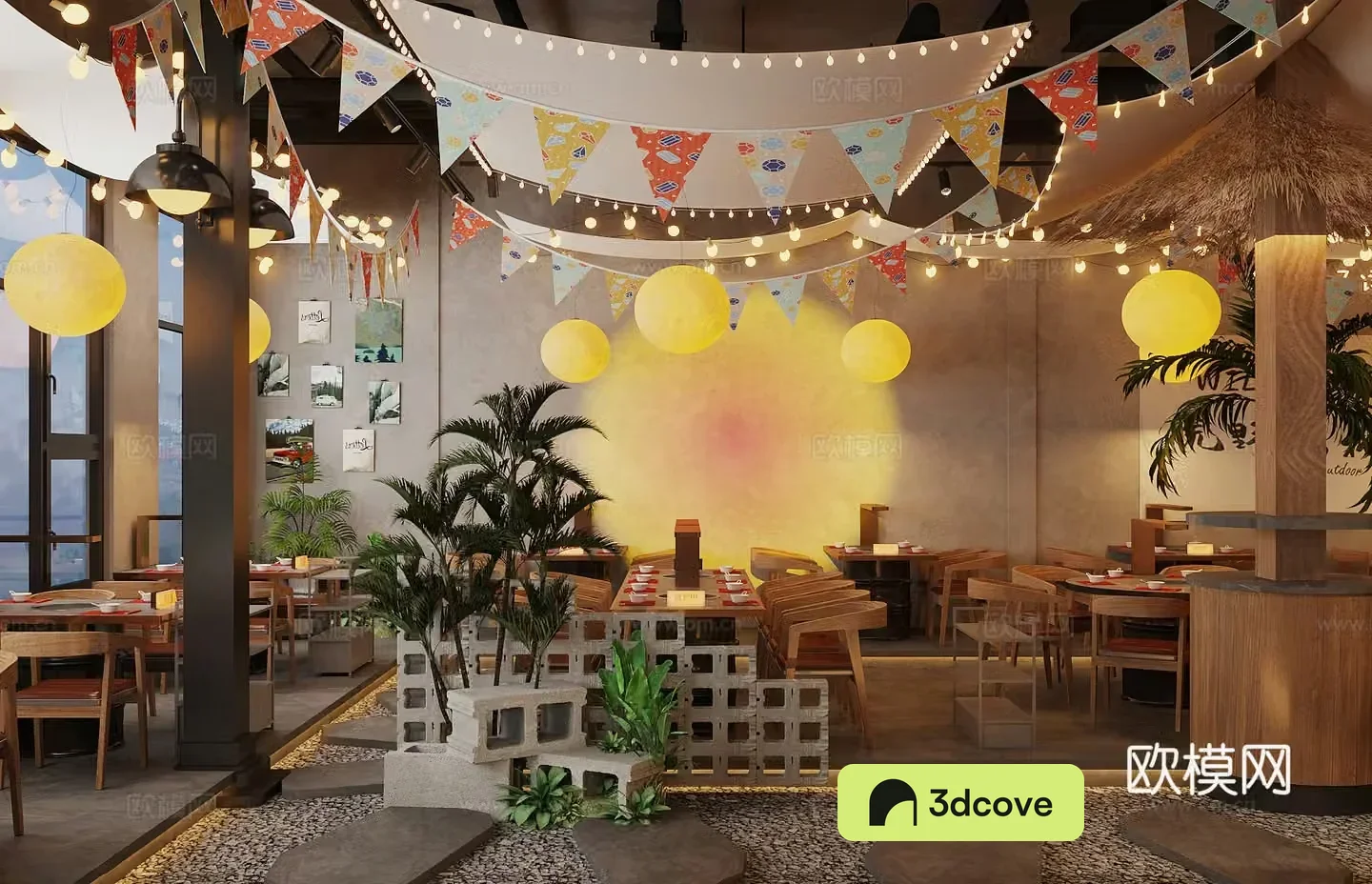 Industrial style hot pot restaurant barbecue restaurant camping style tea restaurant hot pot restaurant table and chair dining table and chair