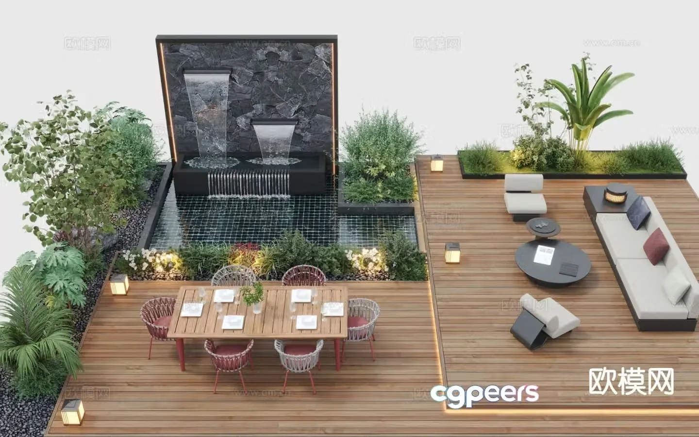 Courtyard landscape garden 3d model